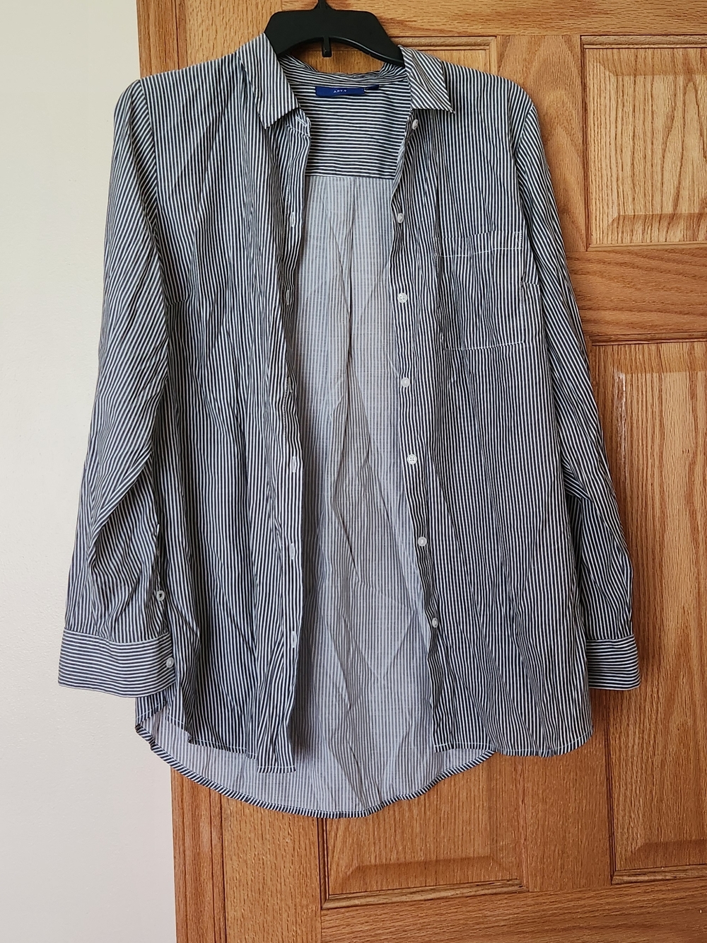 Apt. 9 Navy and White Striped Button-Down Shirt